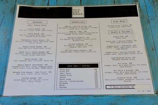 menu ubud burger