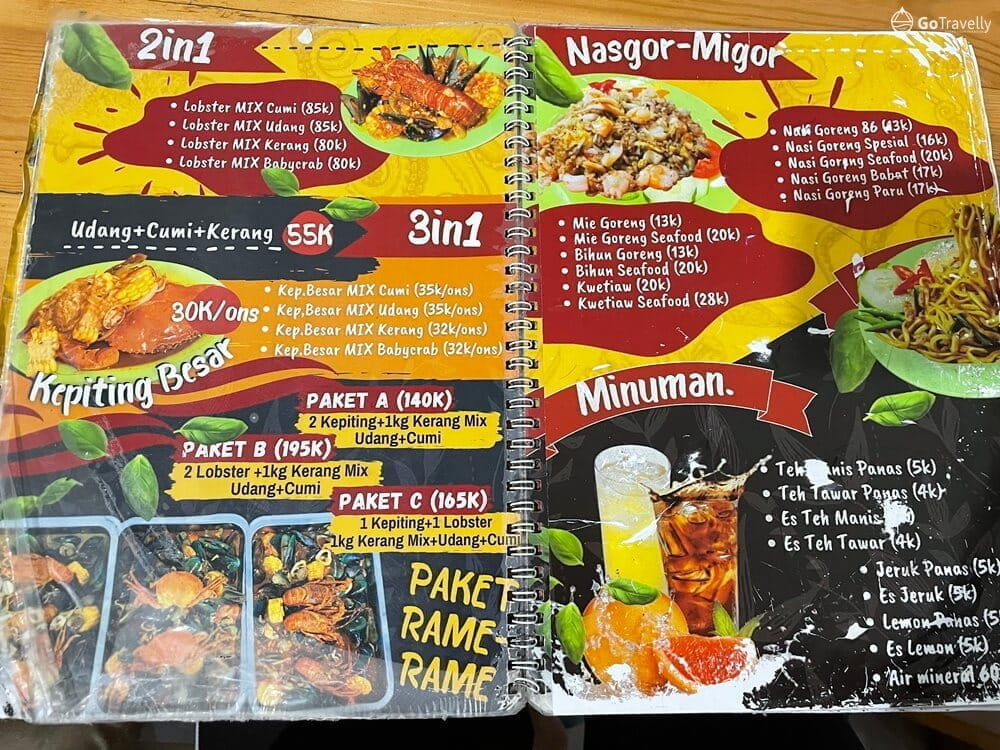 menu makanan Seafood 86