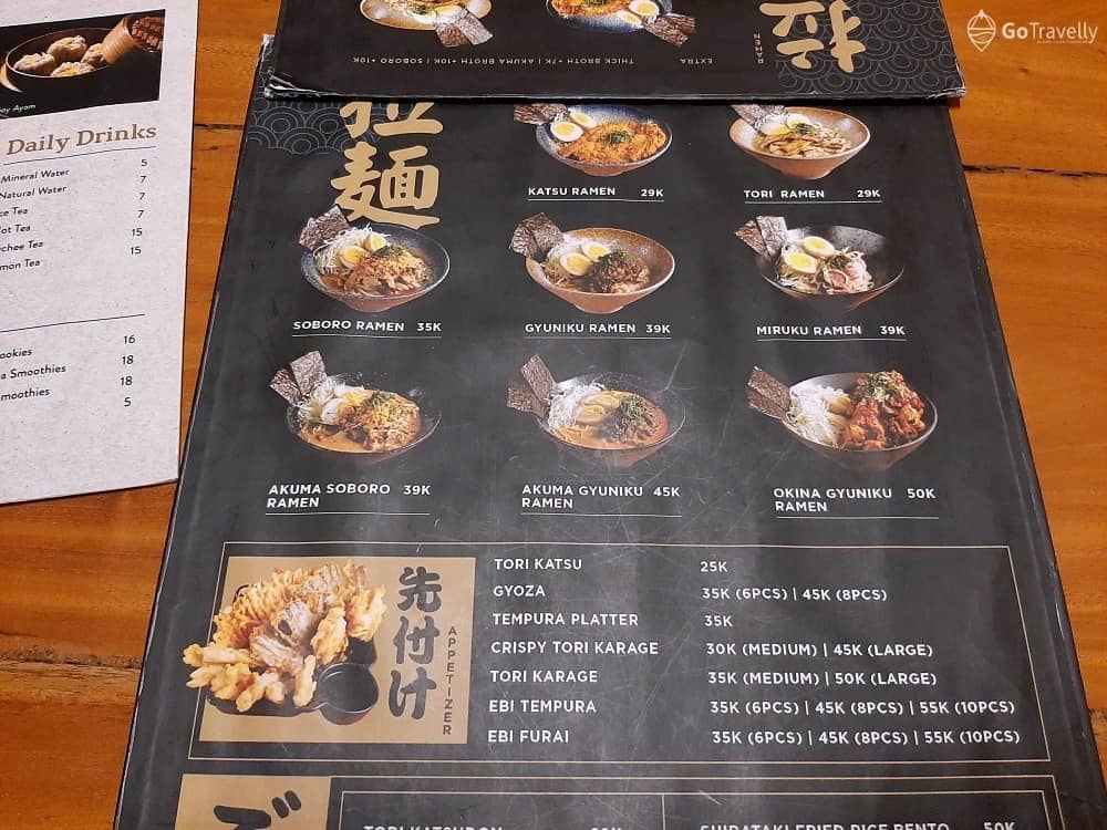 menu sendai ramen
