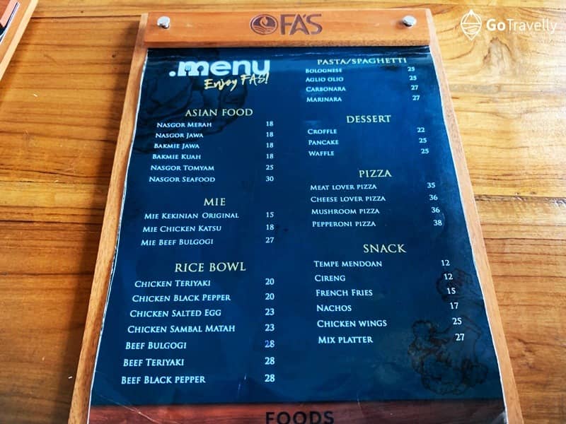 menu fas cafe surabaya