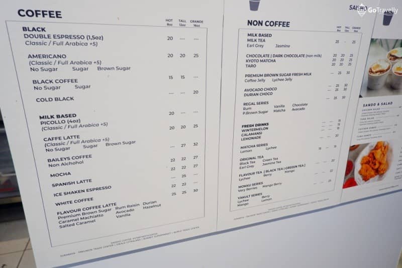 menu saisho cafe